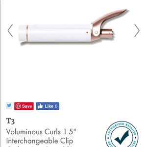 t3 1.5-Inch Interchangeable Clip Curling Iron. New